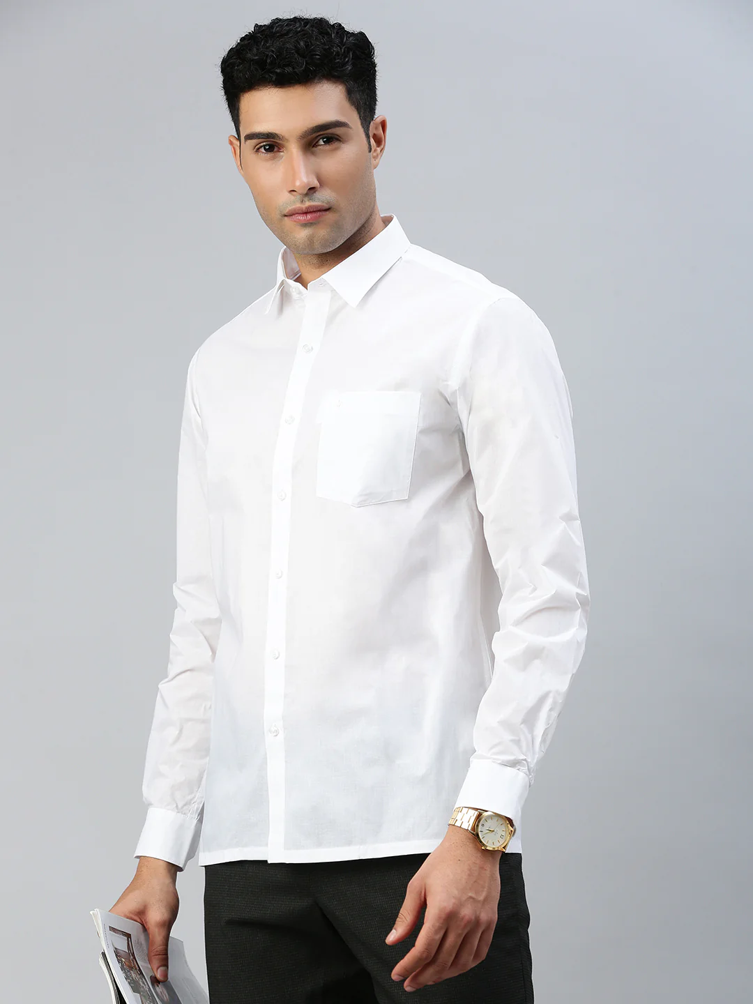 100% Cotton Free Fit White Shirt  – Justice White - Image 4