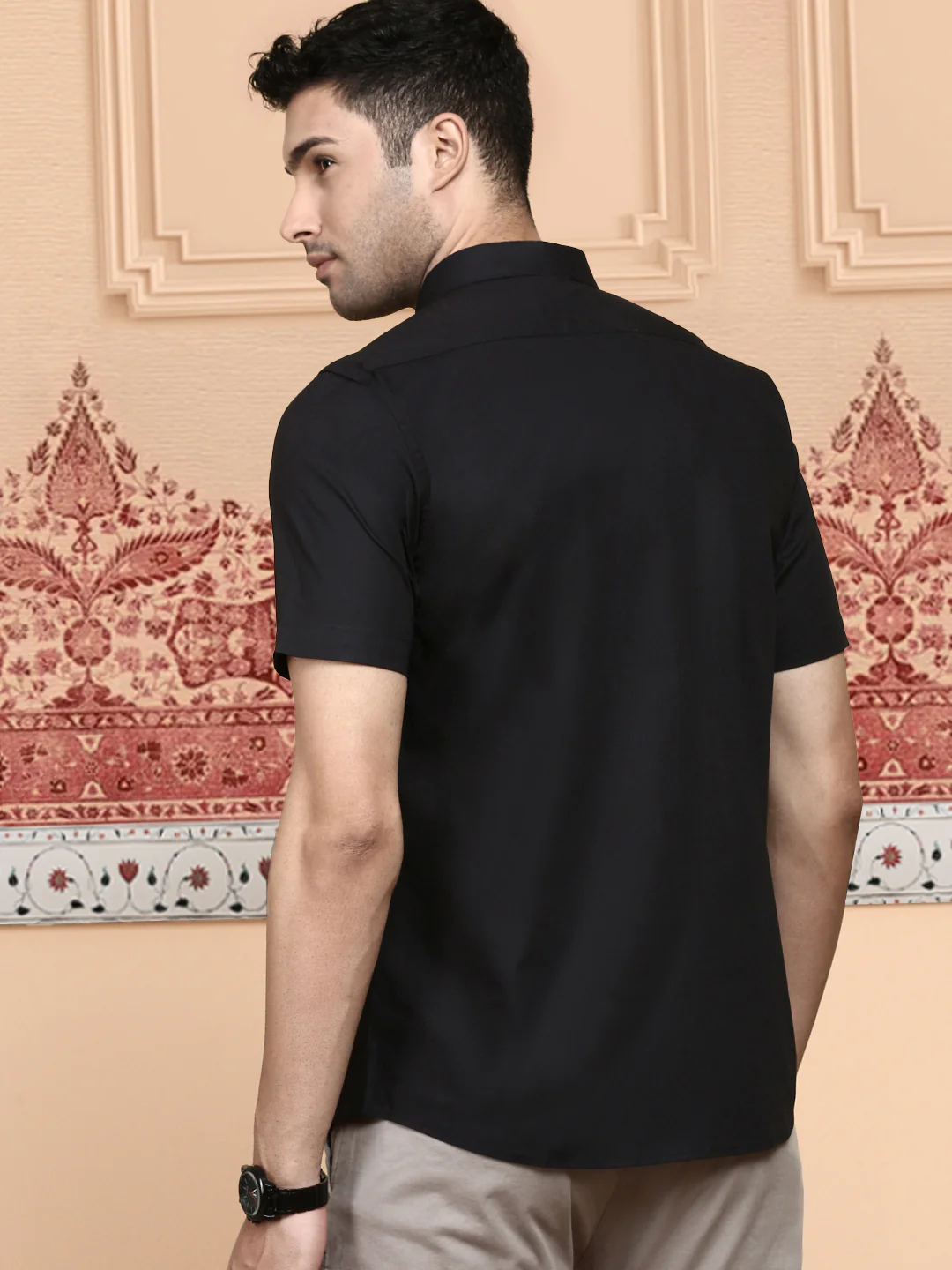 Men 100% Cotton Shirt Classic Black - Image 7