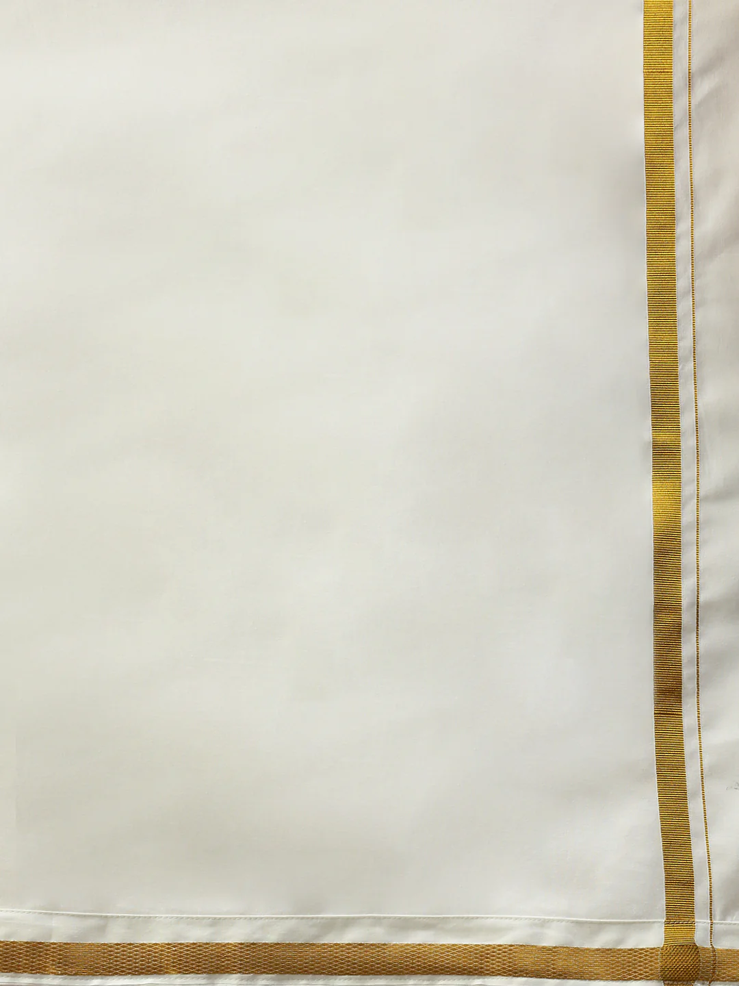 Men 100% Cotton Single Layer Cream Dhoti with Gold jari Border Career - Image 5