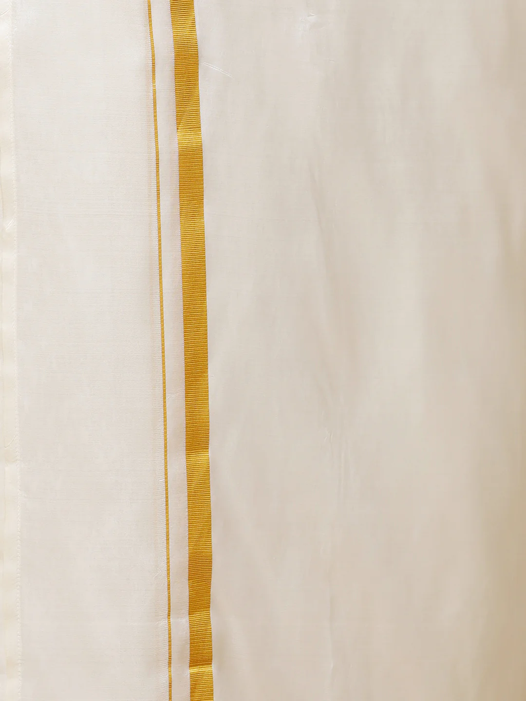 Men Pure Silk Cream with 1/2" inch Jari Border Dhoti Shirt & Towel Set - Image 6
