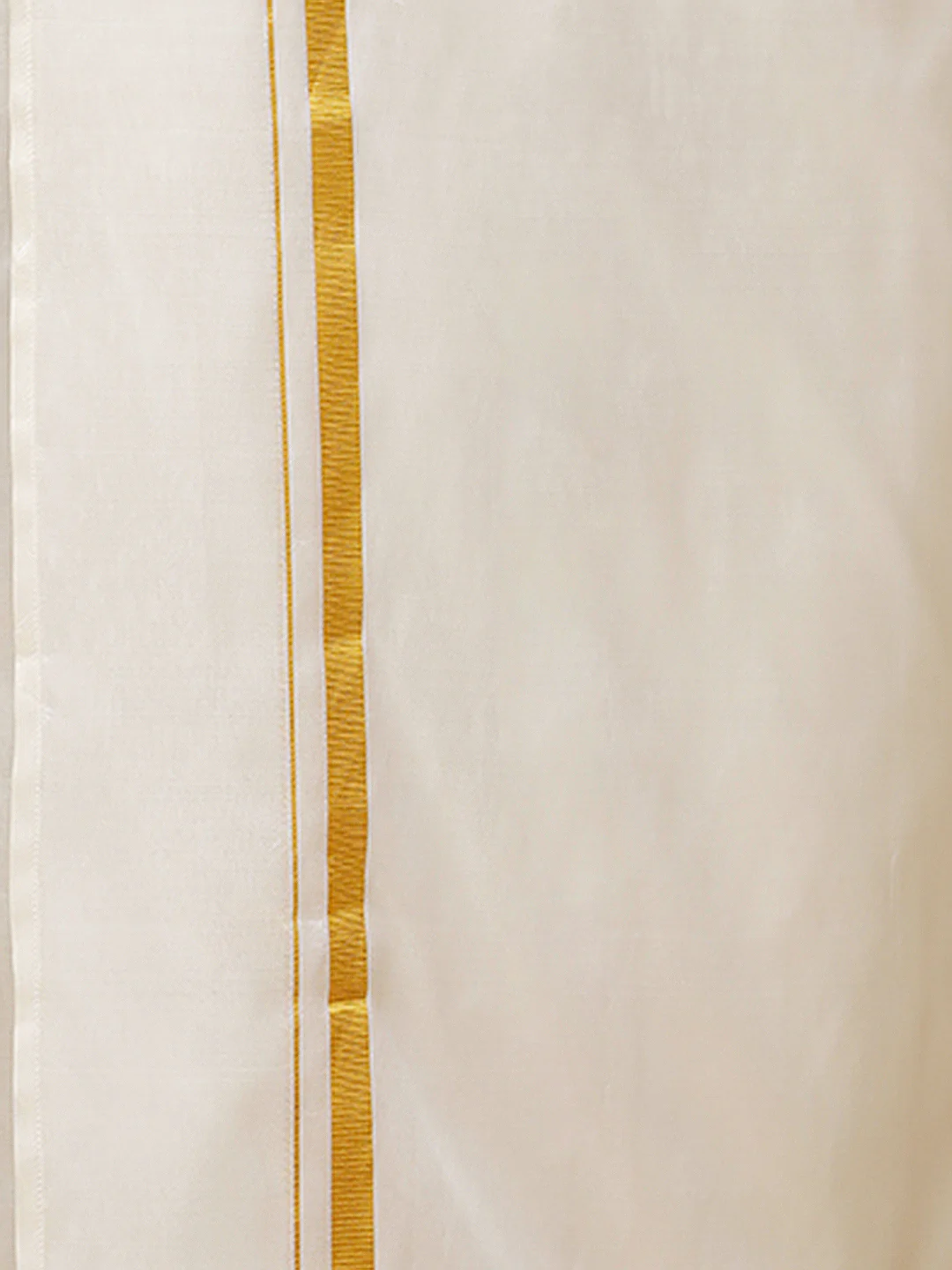 Men Pure Silk Cream with 3/4" inch Gold Jari Border Dhoti & Shirting Purna Mithra - Image 7